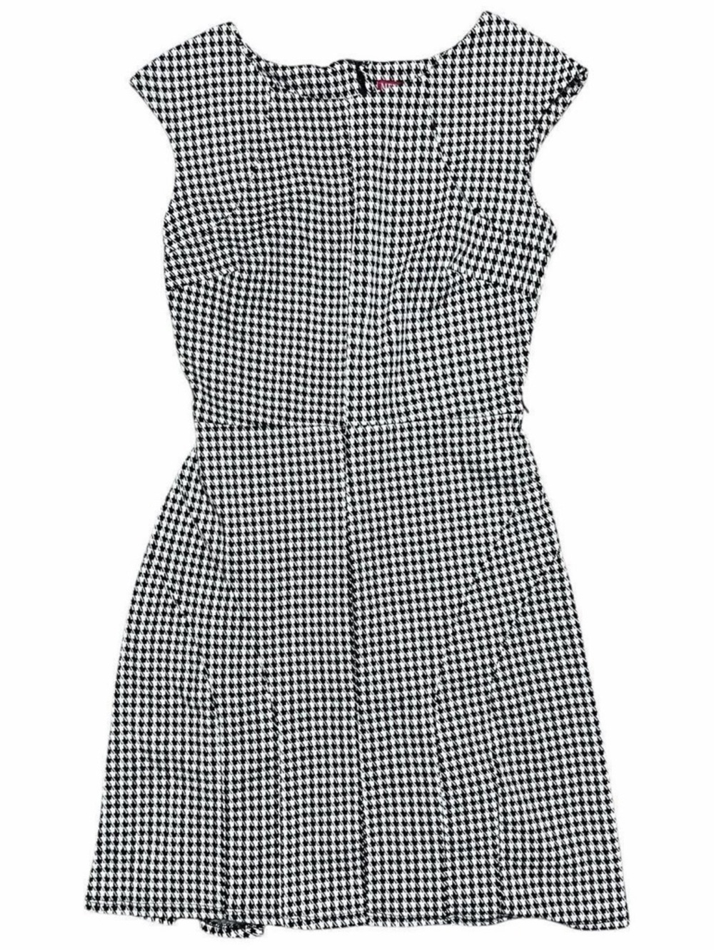 Merona Black and White Houndstooth Pleated Midi Dress Size Small